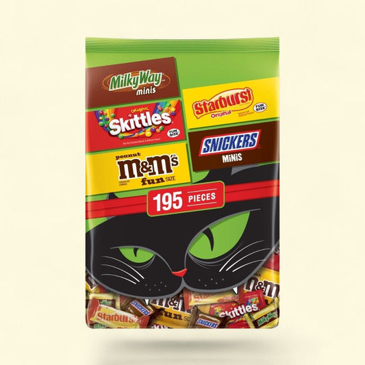 M&M's, Snickers, Skittles & Starburst Assorted Halloween Candy Bag — authentic US product shipped worldwide by Treatspree