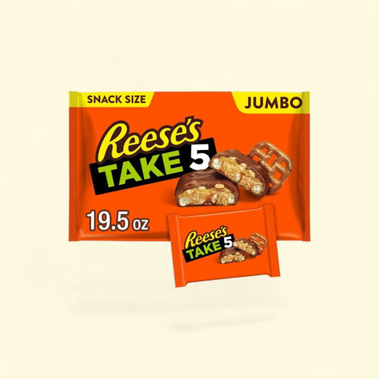 Reese's Take 5 Pretzel Peanut Chocolate Snack Size Bag 19.5 oz — authentic US product shipped worldwide by Treatspree