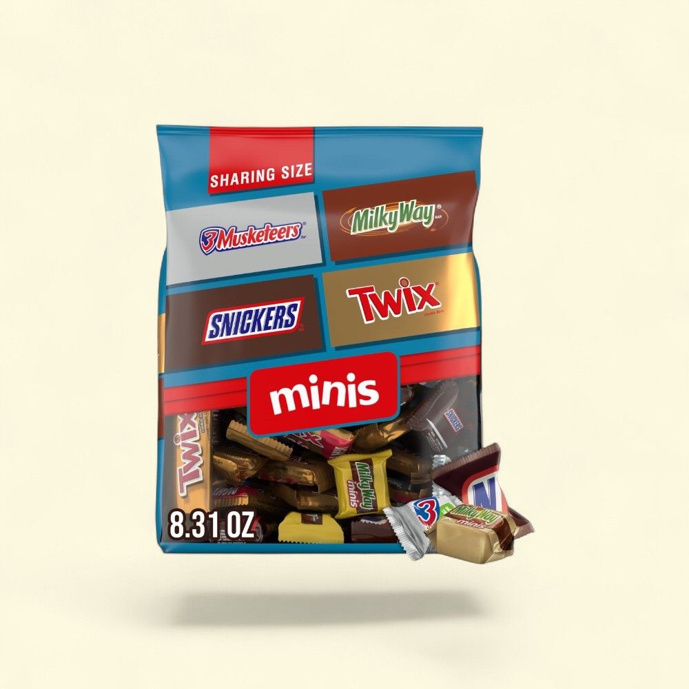 Snickers, Twix, Milky Way & 3 Musketeers Minis Variety Bag — authentic US product shipped worldwide by Treatspree