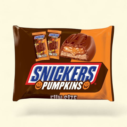 Snickers Fun Size Pumpkin Shapes Candy Bag 5.5 oz — authentic US product shipped worldwide by Treatspree