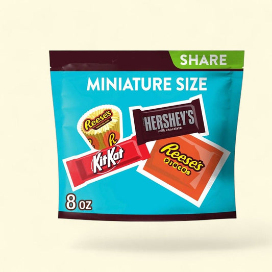 Hershey's, Kit Kat & Reese's Miniatures Assorted Candy Share Pack, 8 oz — authentic US product shipped worldwide by Treatspree