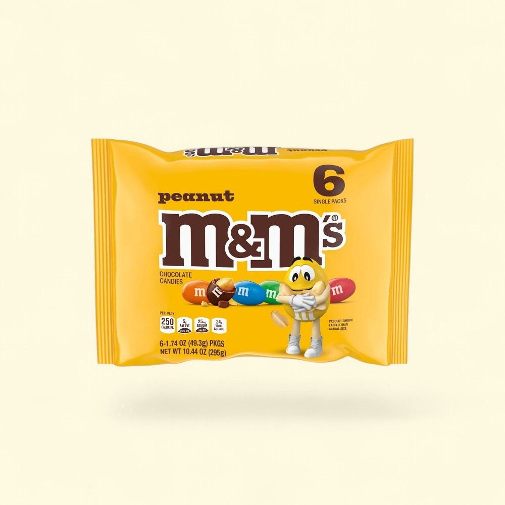 M&M's Peanut Chocolate Candies - 6 Single Packs — authentic US product shipped worldwide by Treatspree