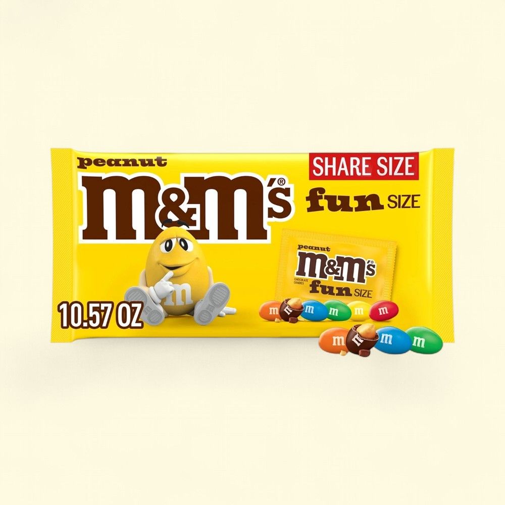 M&M's Peanut Milk Chocolate Fun Size Candy Bag — authentic US product shipped worldwide by Treatspree