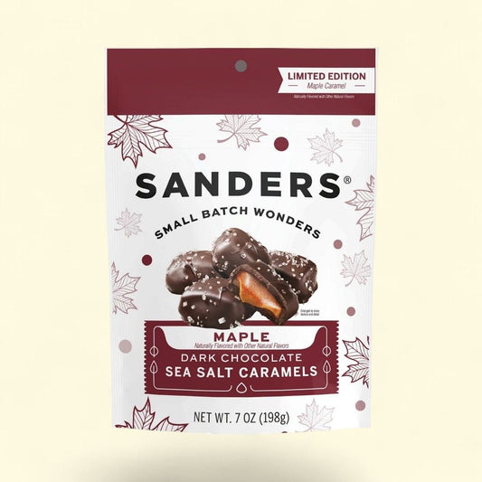Sanders Maple Dark Chocolate Sea Salt Caramels, 7 oz — authentic US product shipped worldwide by Treatspree