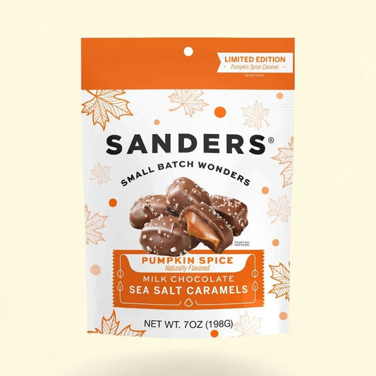 Sanders Pumpkin Spice Milk Chocolate Sea Salt Caramels — authentic US product shipped worldwide by Treatspree