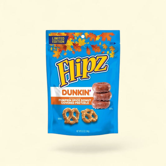 Flipz Dunkin' Pumpkin Spice Donut Covered Pretzels 6.5 oz — authentic US product shipped worldwide by Treatspree