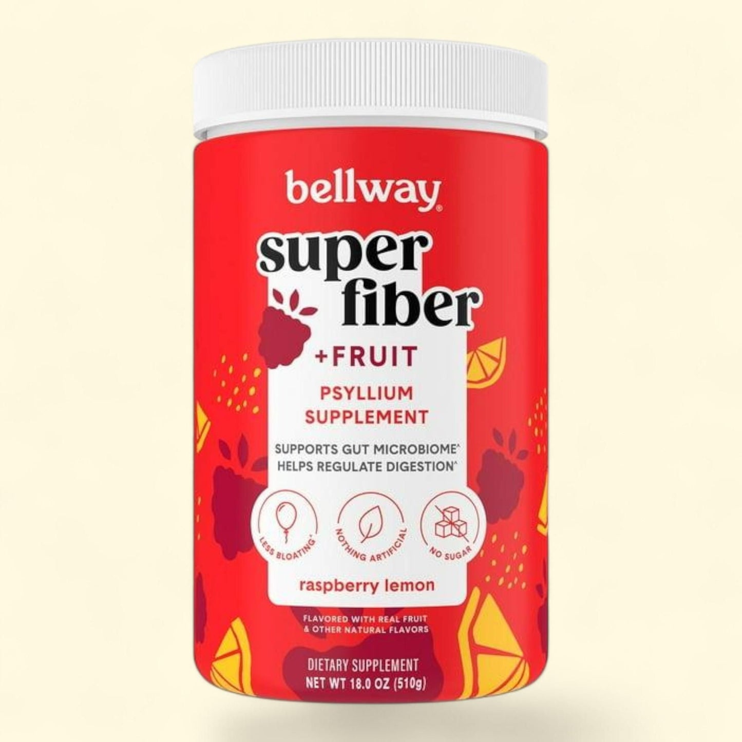 Bellway Super Fiber Fruit, Psyllium Husk Powder Fiber Supplement, Raspberry Lemon, 1.2 lbs.