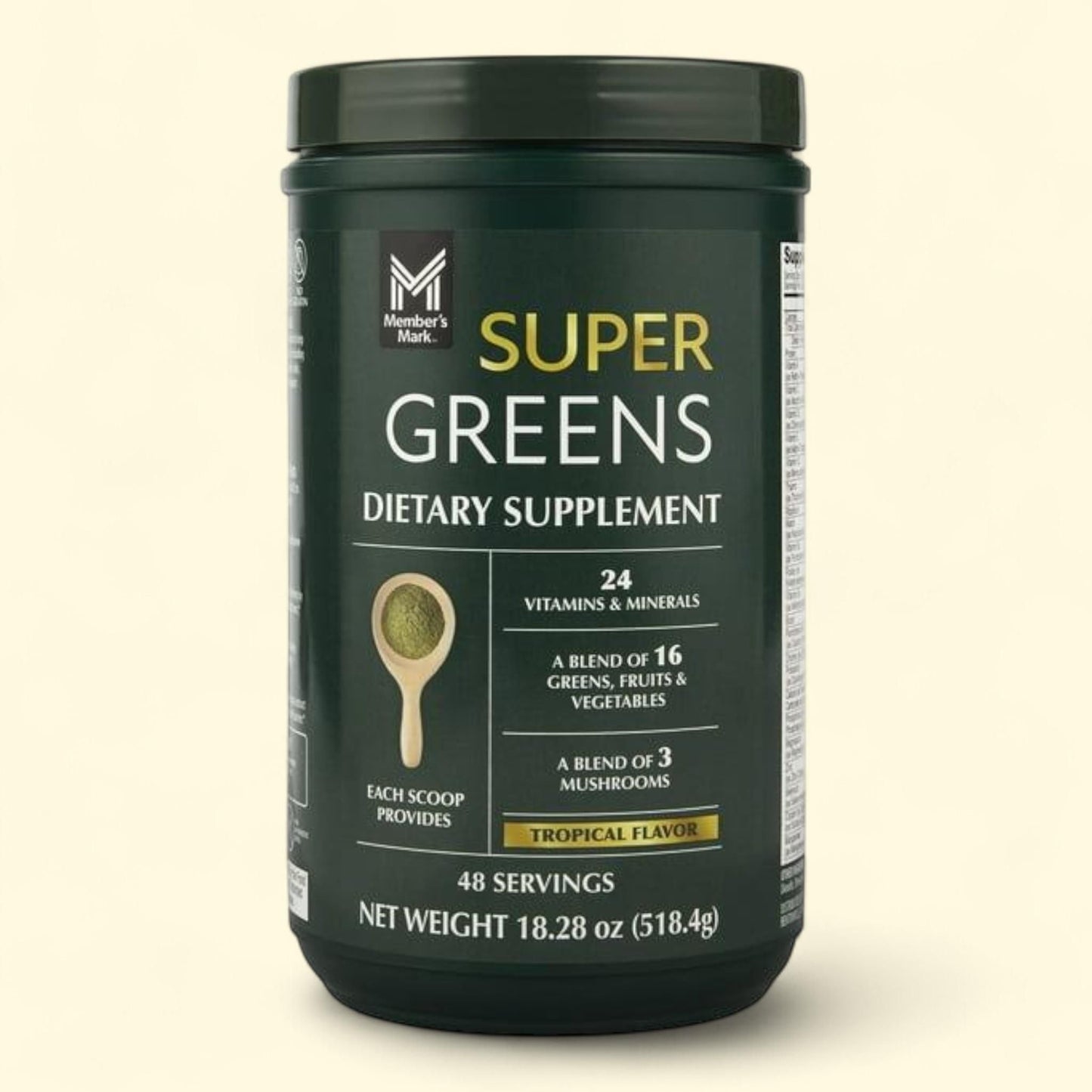 Member's Mark Super Greens Powder, Tropical Flavor, 18.28 Ounces — authentic US product shipped worldwide by Treatspree