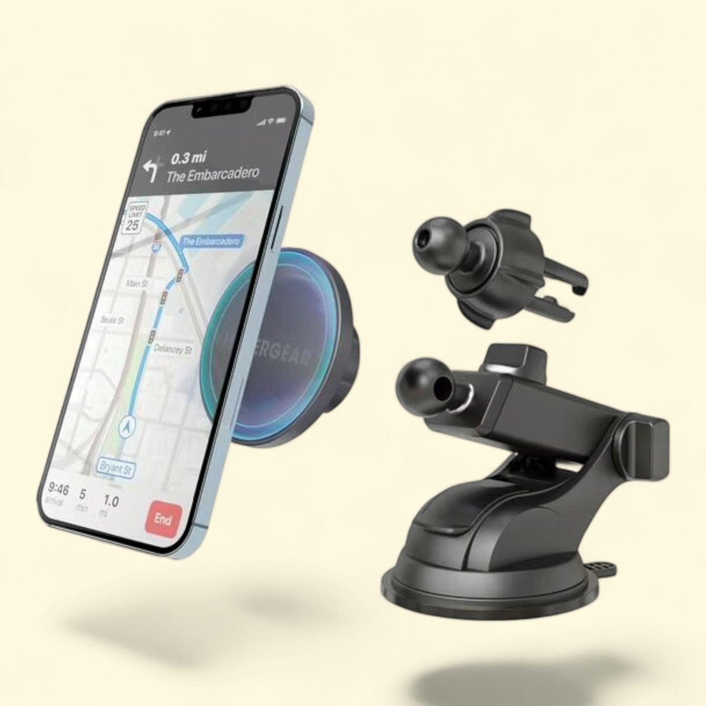 HyperGear Mag Grip Phone Mount Kit, Black, 15701, 1 count