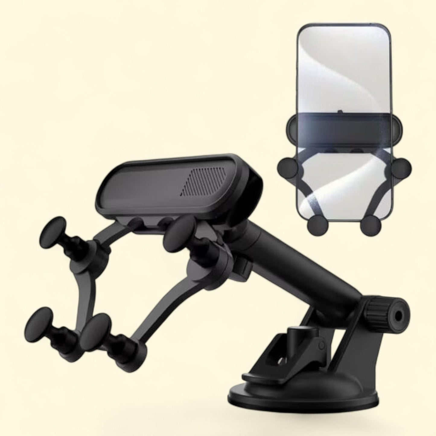 LAX Gadgets Gravity Sensor Cell Phone Mount for Car, Extendable Arm, 360° Rotatable, Powerful Suction Cup, Windshield and Dashboard, 1 count