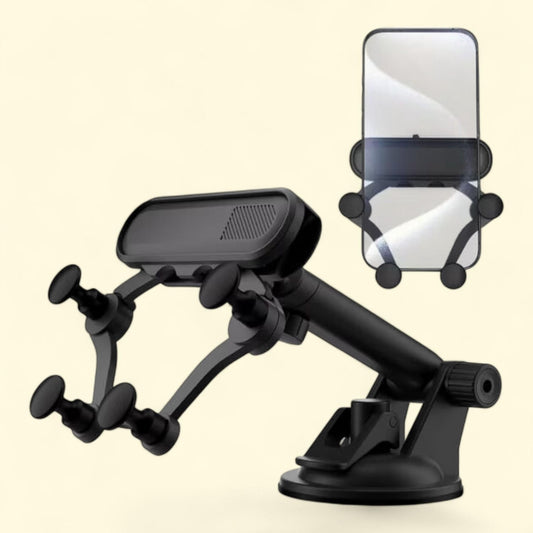 LAX Gadgets Gravity Sensor Cell Phone Mount for Car, Extendable Arm, 360° Rotatable, Powerful Suction Cup, Windshield and Dashboard, 1 count