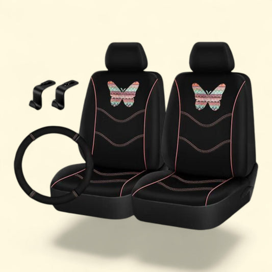 Auto Drive Car Seat Cover, 5Piece, Polyester Butterfly, Universal Fit, 23SC183