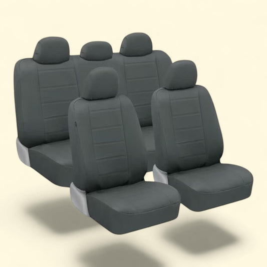 BDK Car Seat Cover, 9-Piece Gray Leather, Full Set