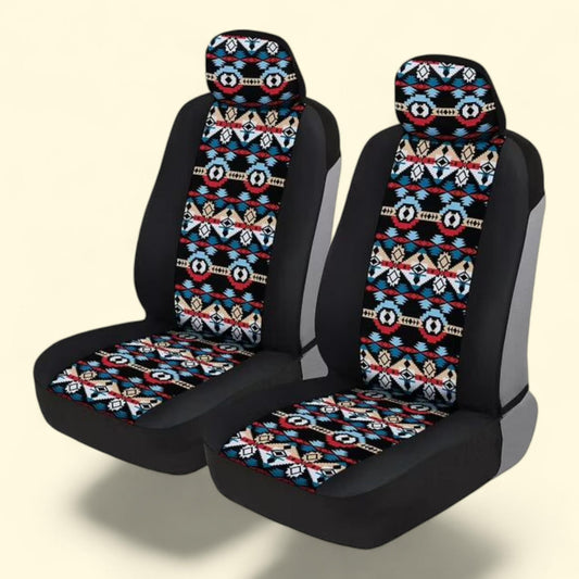 BDK Car Seat Covers, Two Tone Pattern, Sideless Chic Style, Soft & Flexible Polyester, Aztec Pattern