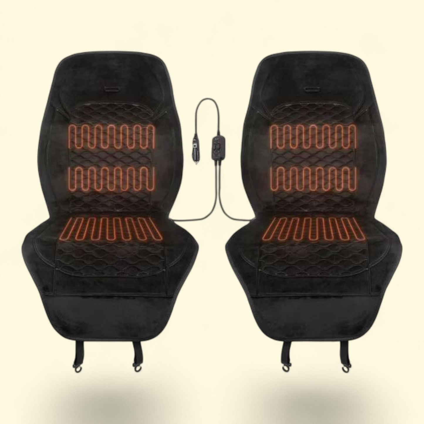 Stalwart Heated Seat Covers for Cars, 2-Pack - Universal 12V Heating Pads, High and Low Settings, Car Accessories