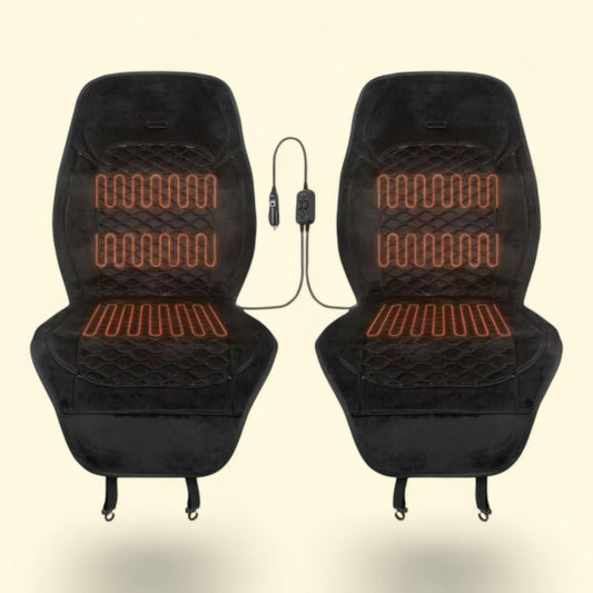 Stalwart Heated Seat Covers for Cars, 2-Pack - Universal 12V Heating Pads, High and Low Settings, Car Accessories