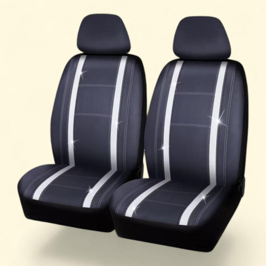 Auto Drive Car Seat Cover, 2 Piece, Premium Leather, Black, Universal Fit
