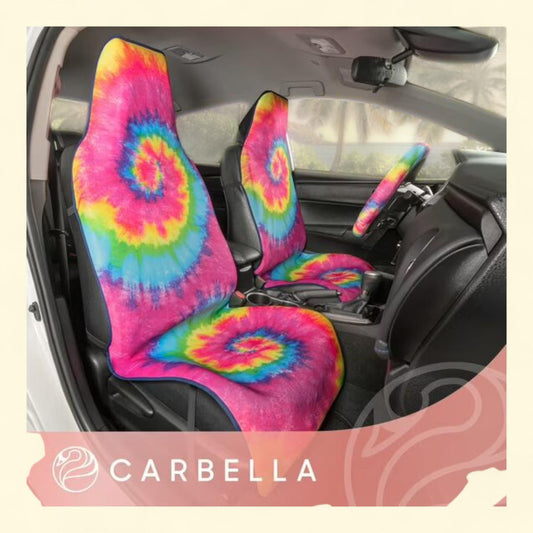 Carbella Rainbow Tie-Dye Car Seat Covers Set, Universal, 1 count