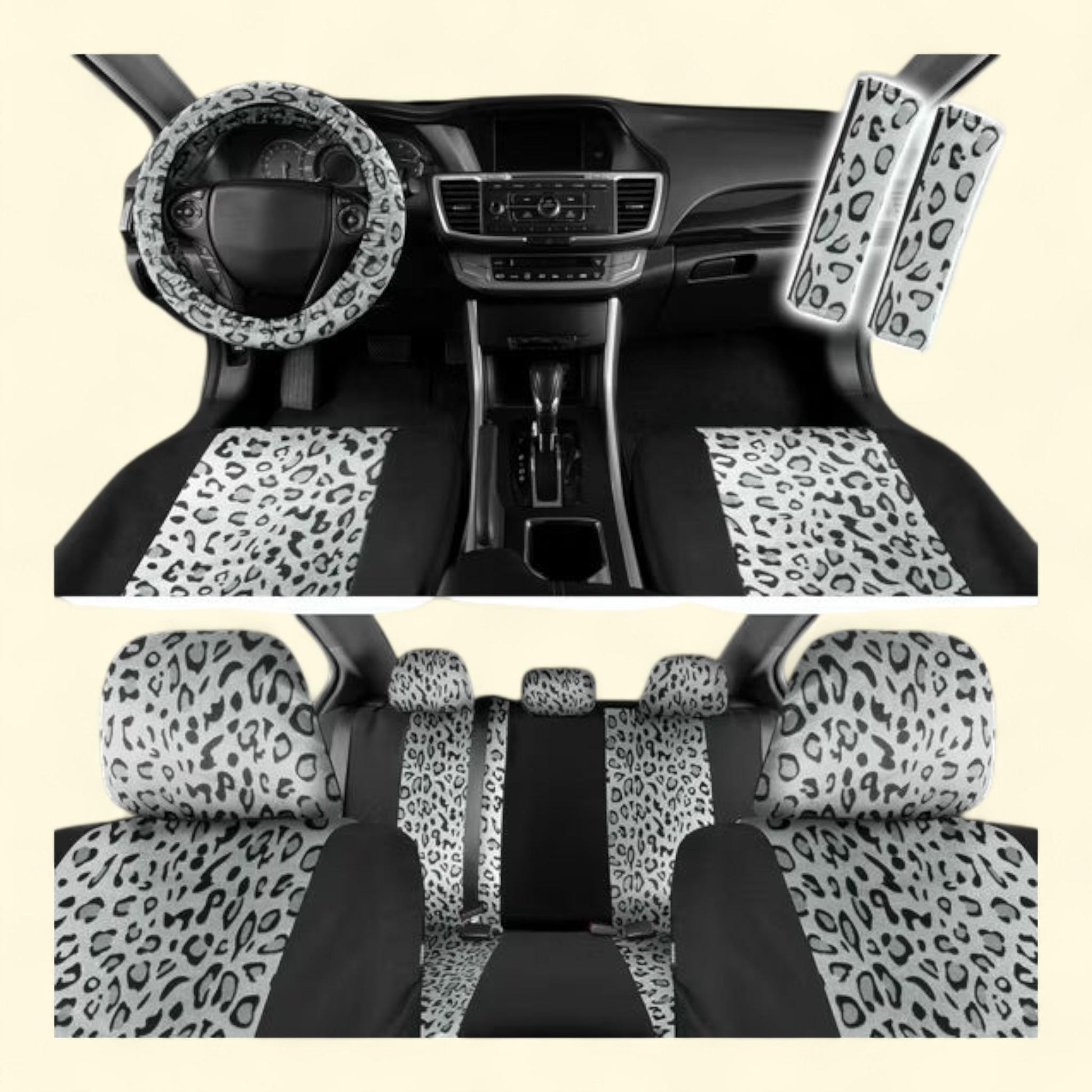 carXS Leopard Print Car Seat Covers Full Set, Matching Seat Belt Pa... — authentic US product shipped worldwide by Treatspree