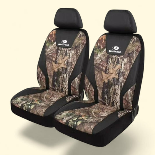 Mossy Oak Car Seat Covers, 2PC, Low Back, Leather, Black, Universal Fit, 1901SC01