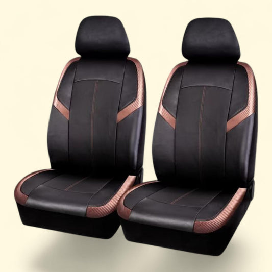 Auto Drive Car Seat Covers, 2 Piece, Carbon Fiber Leather Copper, Universal Fit, 1902SC32
