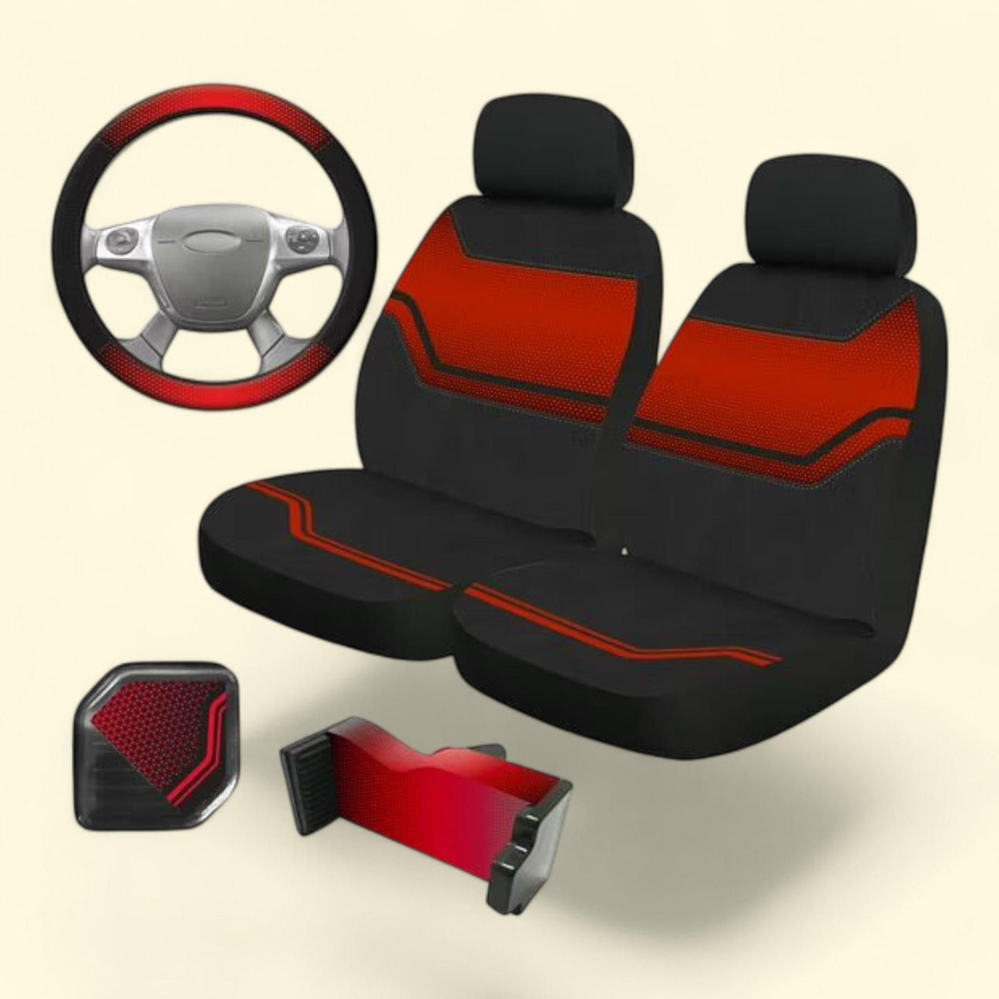 Auto Drive Universal Car Seat Cover Kit, 5-Piece, Sporty Black and ... — authentic US product shipped worldwide by Treatspree