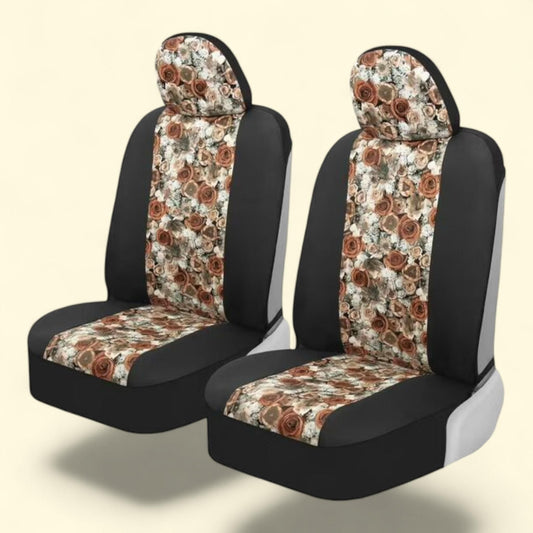 BDK Seat Covers, Rose Flower, Universal Fit 2 Sets