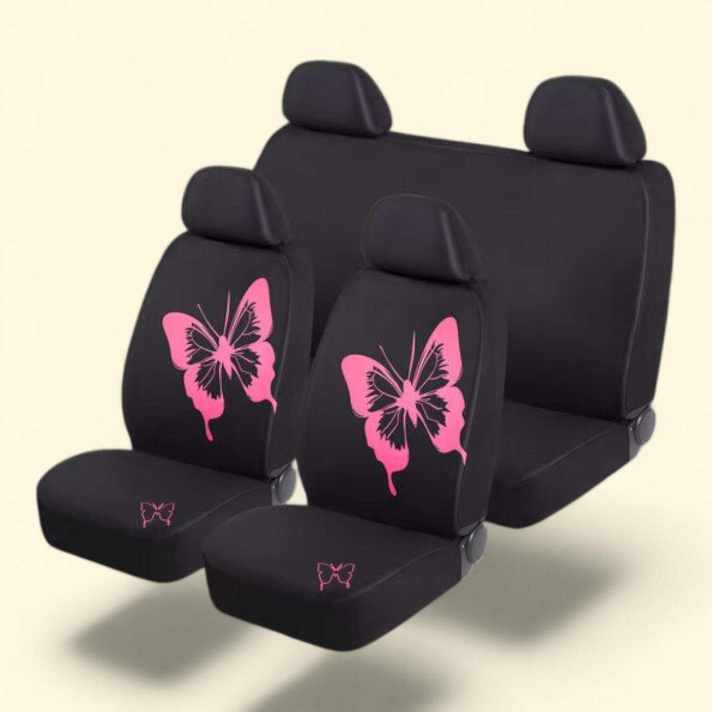 Auto Drive Seat Cover, Pink Butterfly Printed, Black Polyester, Universal Fit, 22WMD04, 1 count