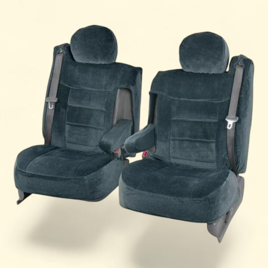 BDK Velour Fabric Front Seat Cover for Trucks SUV Integrated Armrest TS, Charcoal, 1 Pack