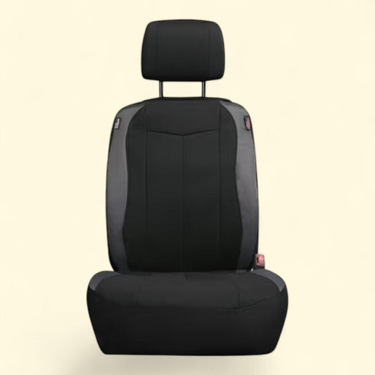 Genuine Dickies Truck Seat Covers, 2-Piece, Black-Gray Vegan Leather, 43706WDI