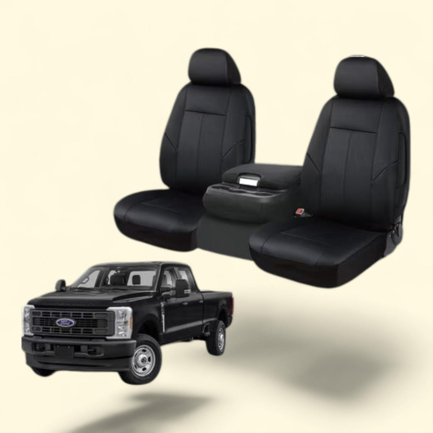 Auto Drive Leather Car Front Seat Cover, Fit for FORD F-350 2017-2022, Black, 1 count