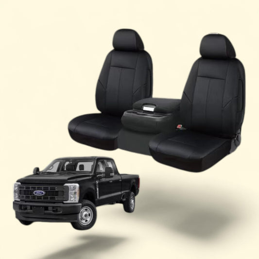 Auto Drive Leather Car Front Seat Cover, Fit for FORD F-350 2017-2022, Black, 1 count