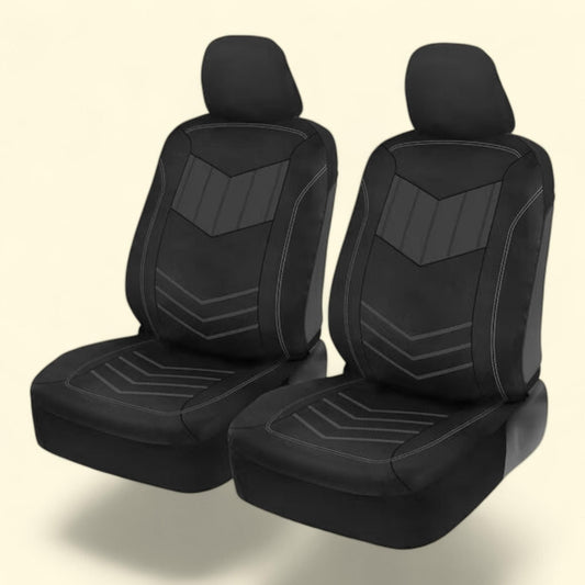 Motor Trend Super Sport Gray Faux Leather Car Seat Covers, Front Seats - Modern Two-Tone Design, Easy to Install Seat Protectors, Interior Covers for Car Truck Van and SUV