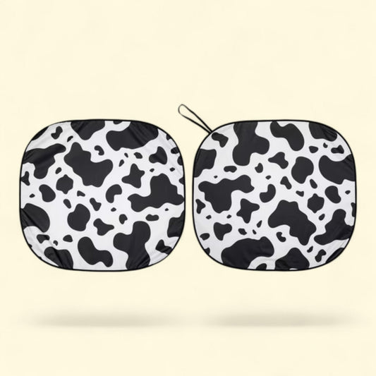 Auto Drive Sunshade, Universal Fit Cow Print Twist, 2 Counts, 28 x 31.5 inches