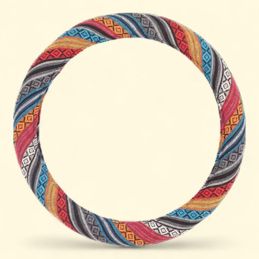 Auto Drive Boho Car Steering Wheel Cover, Polyester, Colorful, Universal Fit, 23SWC163, 1 count