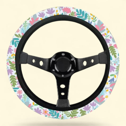 Generic Floral Print Steering Wheel Cover, Women's, Universal Fit, 1 count