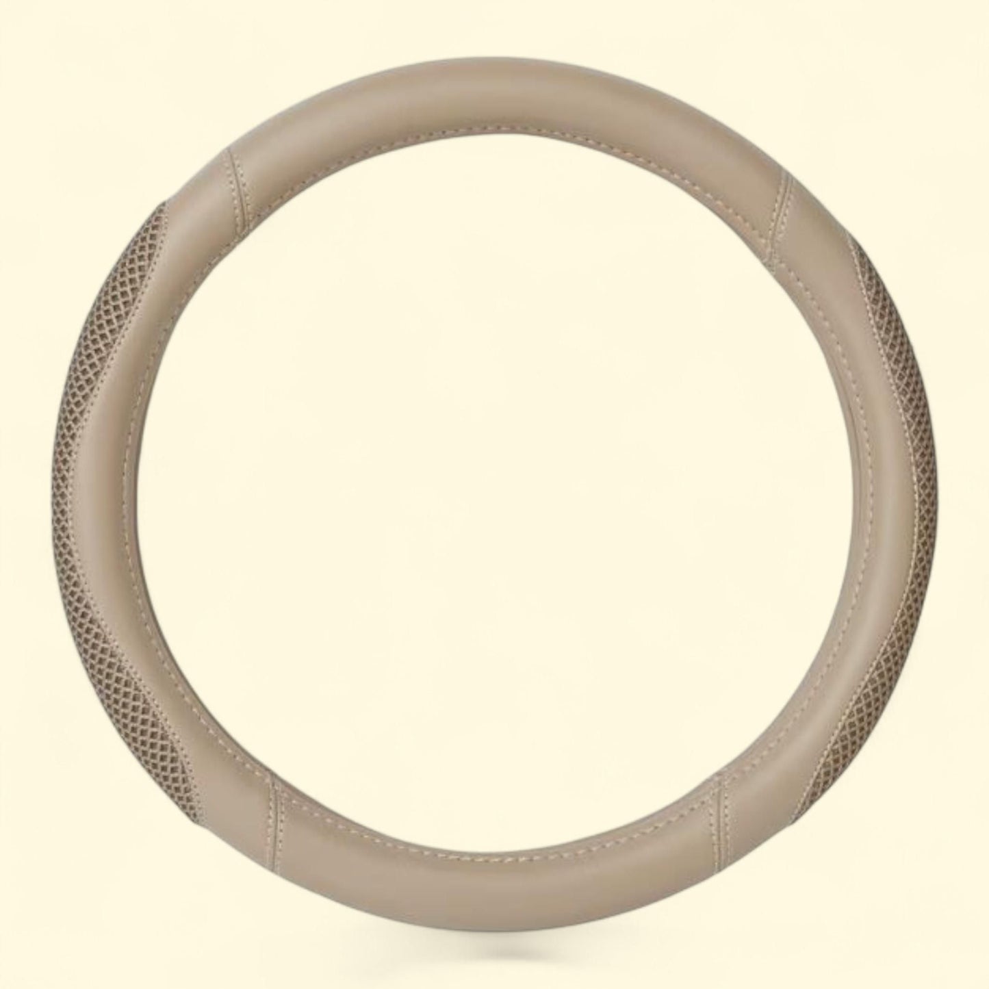 Auto Drive Steering Wheel Cover, Beige 3D Mesh, Universal Fit, PU Leather, 1 count