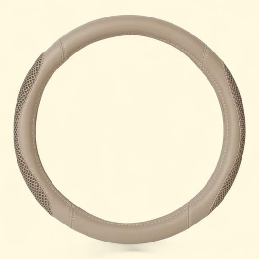 Auto Drive Steering Wheel Cover, Beige 3D Mesh, Universal Fit, PU Leather, 1 count