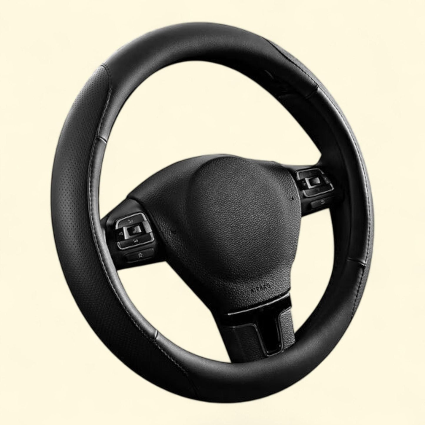 Auto Drive Steering Wheel Cover, 1 Piece, Leather Perforated, Black, Universal Fit