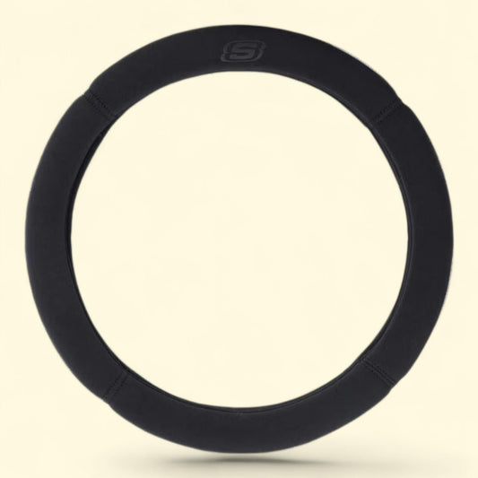 Skechers Car Steering Wheel Cover, Memory Foam Polyester, Black - Universal Fit, 23SK13, 1 count