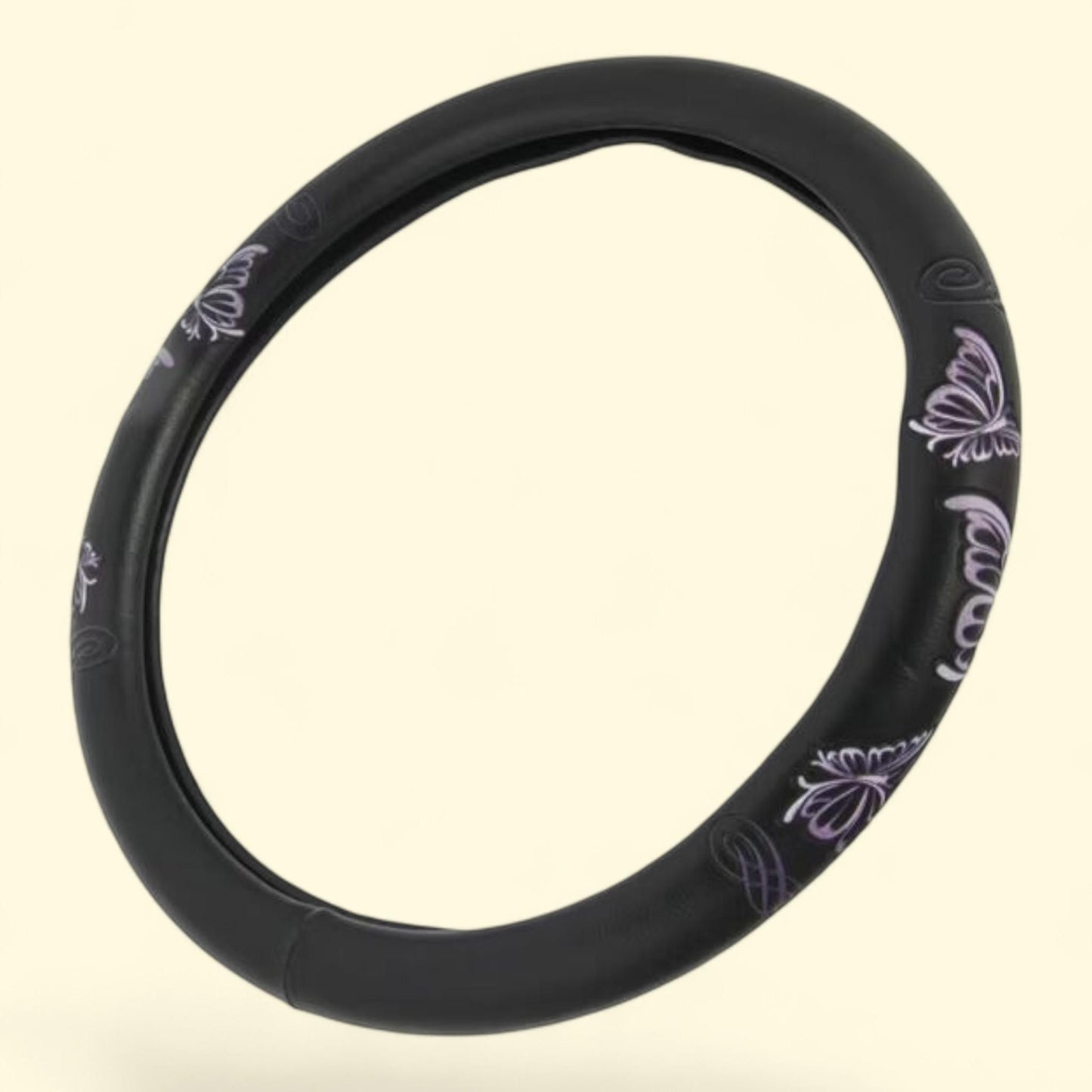 BDK SW-509-PP Steering Wheel Cover, 15 Inch, Butterfly Purple