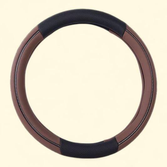 Auto Drive Steering Wheel Cover, Carbon Fiber Brown Faux Leather, Set of 1, Universal Fit