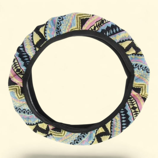Unique Bargains Steering Wheel Cover, Multicolor Printing Wave Pattern, Car, 1 count