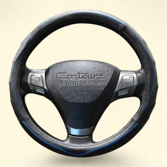 Contourz Pro Grip Leather Medium (14.5 - 15.4), Black/Blue, 1 count