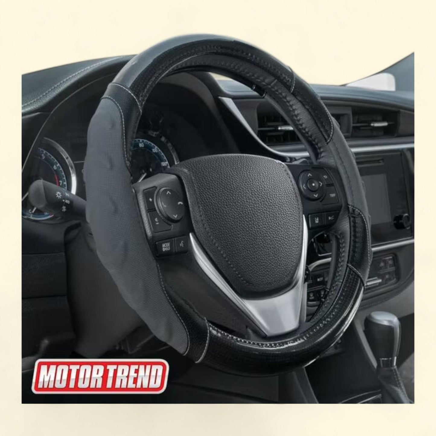 Grip Plus Steering Wheel Cover, Carbon Fiber Detail, Green + Black, 1 count