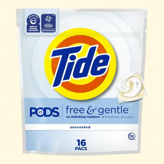 Tide PODS Liquid Laundry Detergent Pacs, Free and Gentle, 16 Count