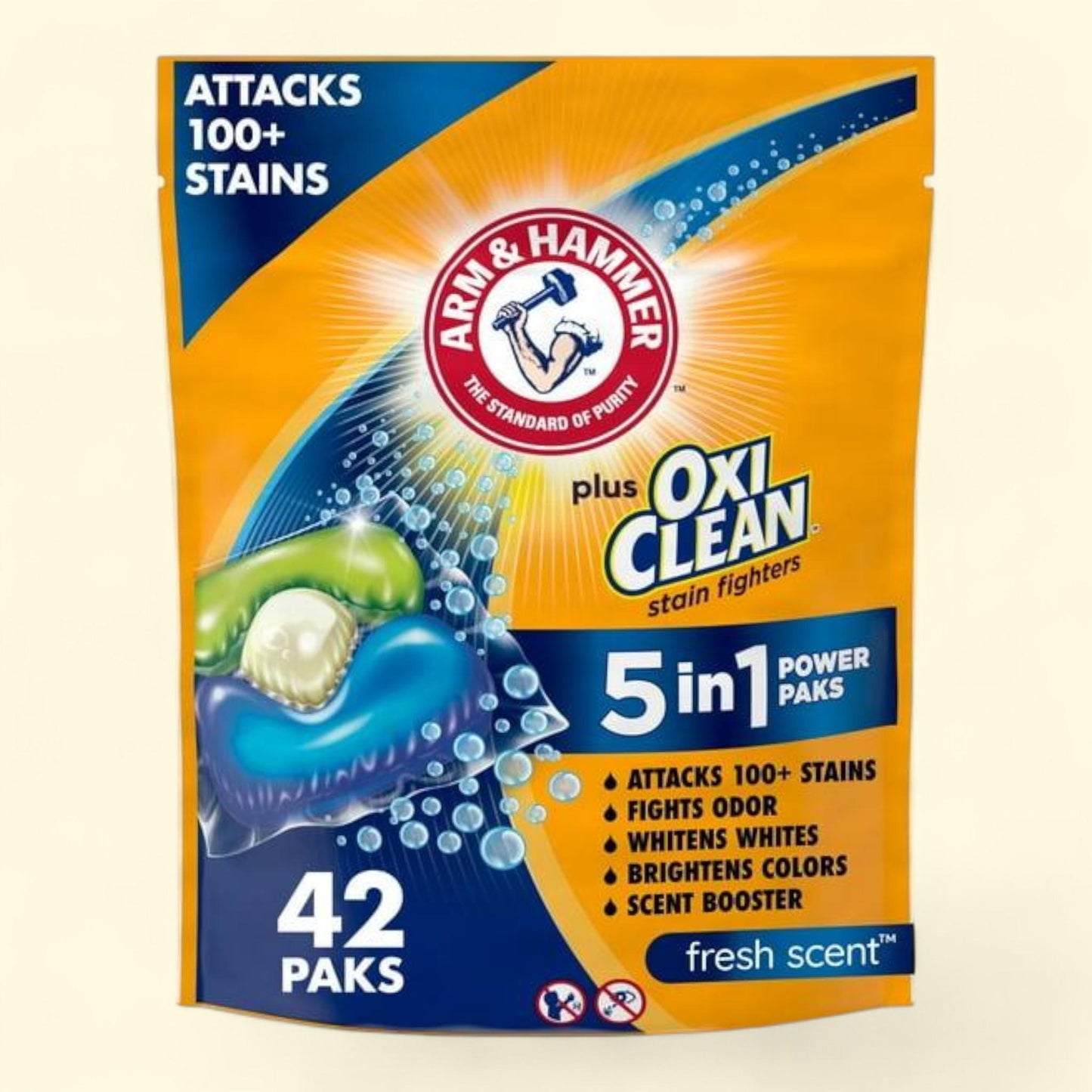 ARM & HAMMER Laundry Detergent Packs, Fresh Scent, 42 Count