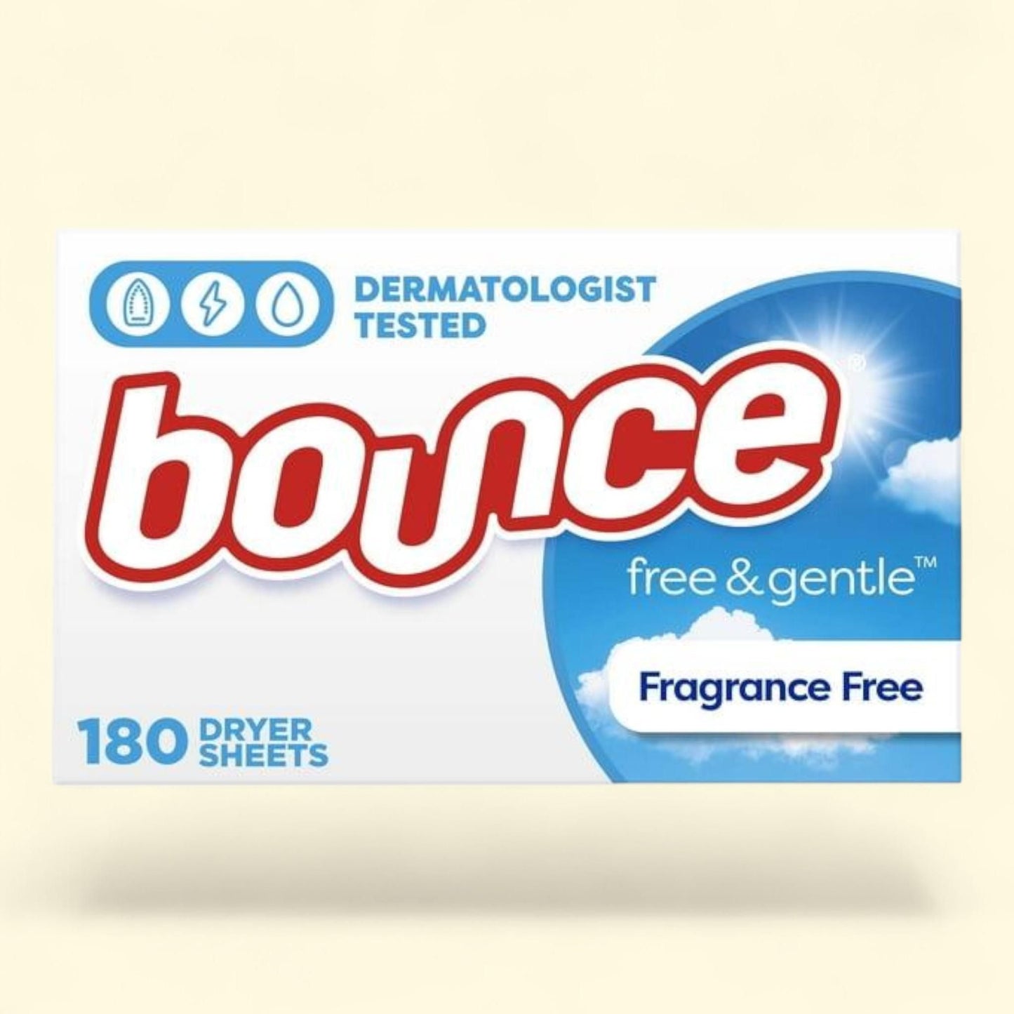 Bounce Fabric Softener Dryer Sheets, Free & Gentle, 180 Count