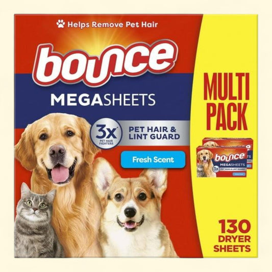 Bounce Pet Hair and Lint Guard Dryer Sheets, Fresh Scent, 130 Count