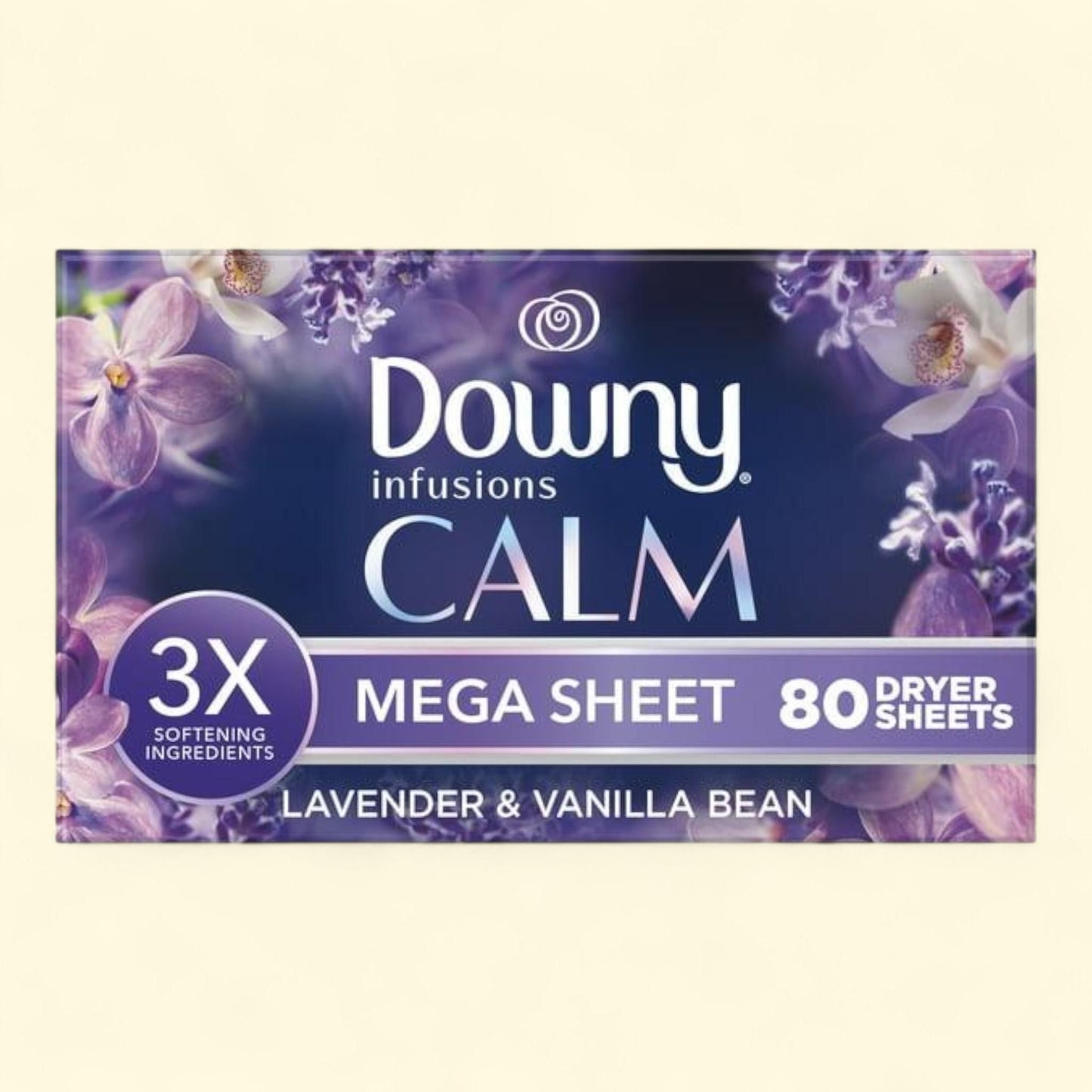 Downy Infusions Calm Dryer Sheets, Lavender and Vanilla Bean Scent, 80 Count